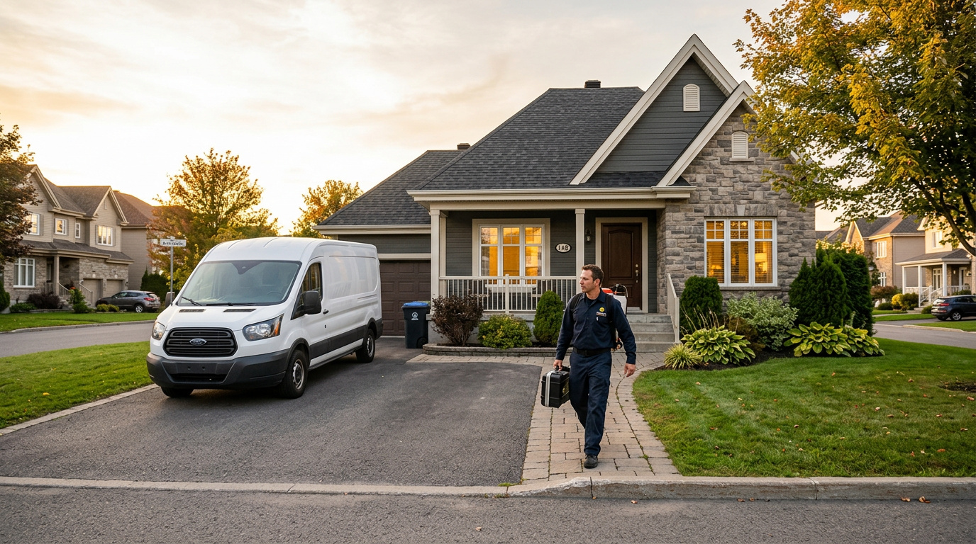 Service résidentiel Insecta — arrivée du technicien à domicile